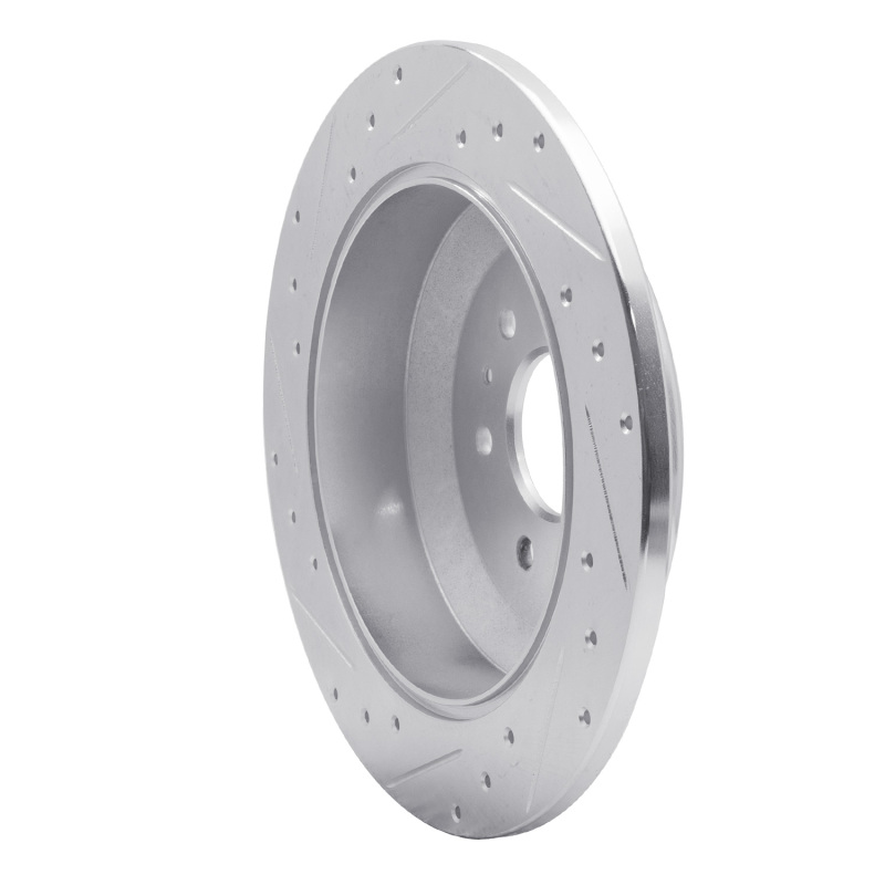 Kia Borrego Brake Rotor (1) - Rear Right - R1 Concepts - Drilled & Slotted - Silver - `09-`10